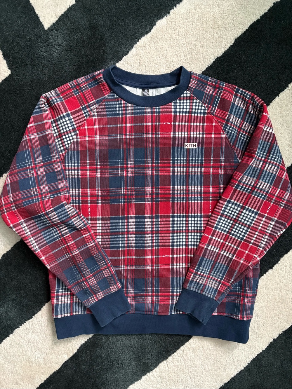 KITH x adidas Terrex FW21 Red Plaid Crewneck Sweatshirt - Men's M